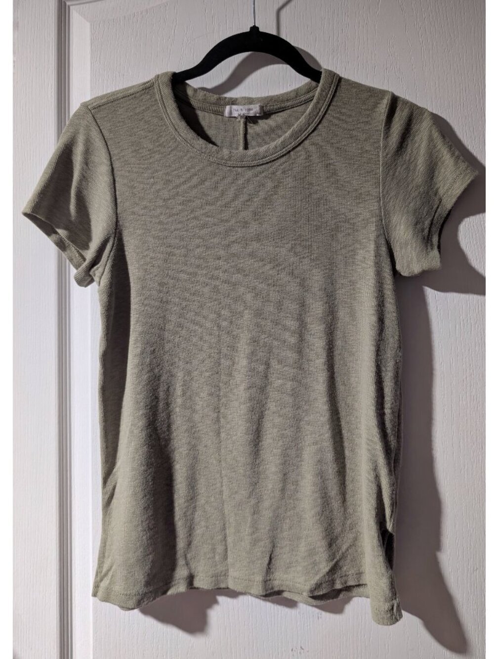 rag & bone | Ribbed Short Sleeve Crewneck Tee In Olive Green